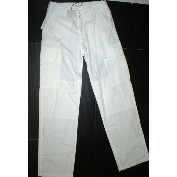 New NWT P.A.R.O.S.H. Mens S White Cotton Cargo Pants Tall Parosh Designer Italy